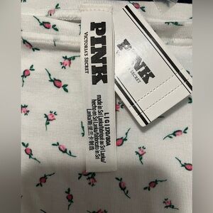 NWT Pink Victoria's Secret Bikini Panty with Rosebuds on White Background Large